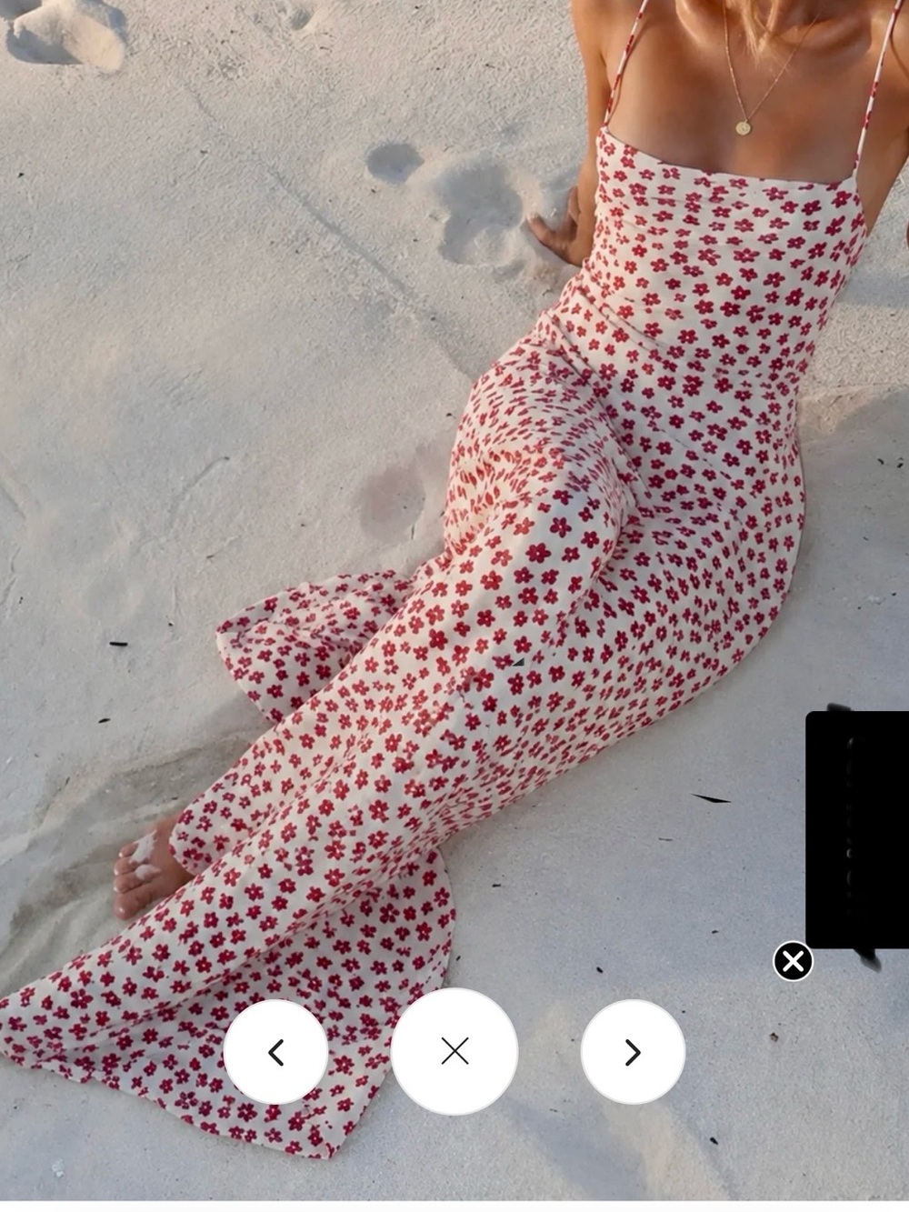 Commense White Maxi Dress with Red Floral Print - Picture 3 of 4